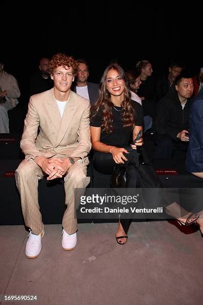 Jannik SInner and Eleonora Goldoni are seen at Gucci Ancora 